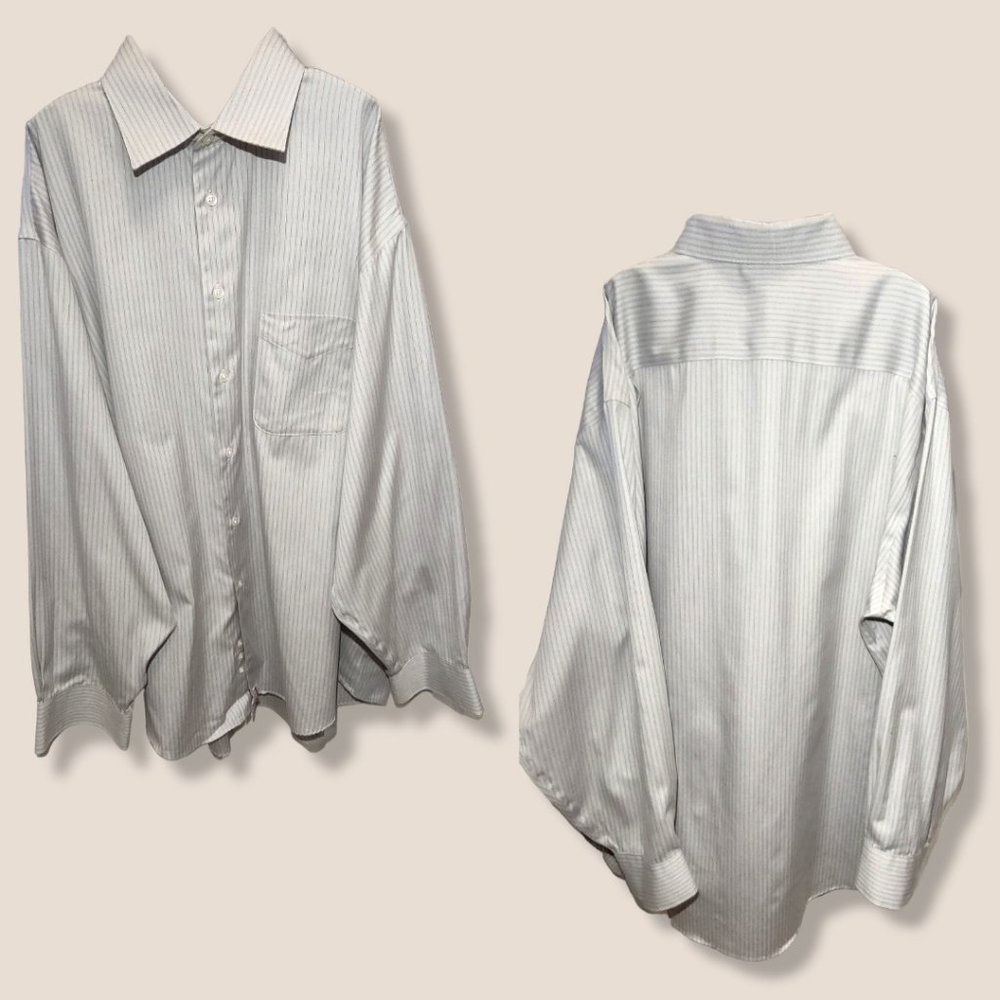 Pronto Uomo blue pinstripe button-down shirt, size 17.5 EUC